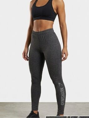 Gymshark Charcoal Heather Gray Logo Fit Leggings Size Medium